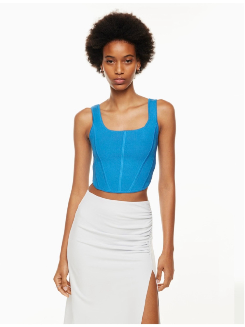 Wilfred Natalie Sculpt Knit Bustier Tank Top, Size XS, Blue